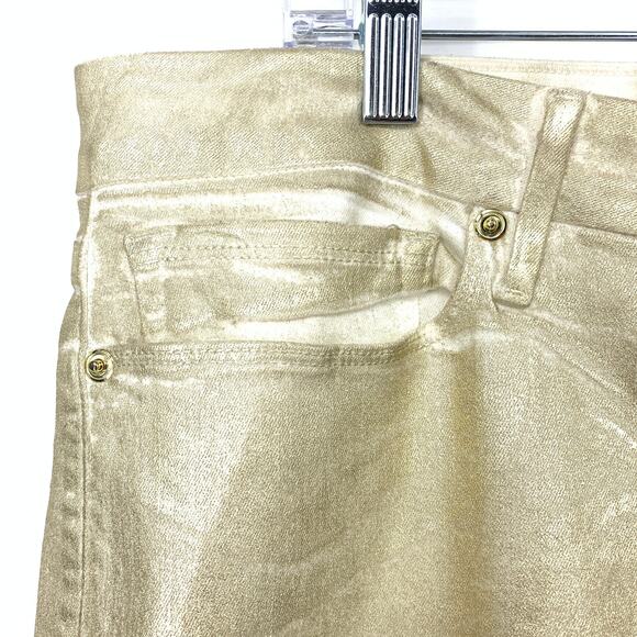 Good American Jeans Women's Size 22 High Rise Good Legs Denim Gold Metallic - Picture 5 of 8